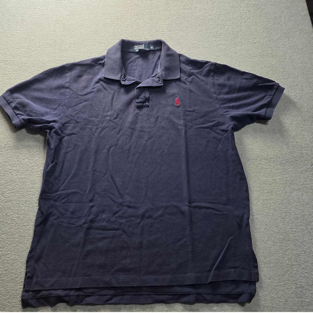 Polo Ralph Lauren Shirt Red Pony Mens XL Navy Blue preppy College old money